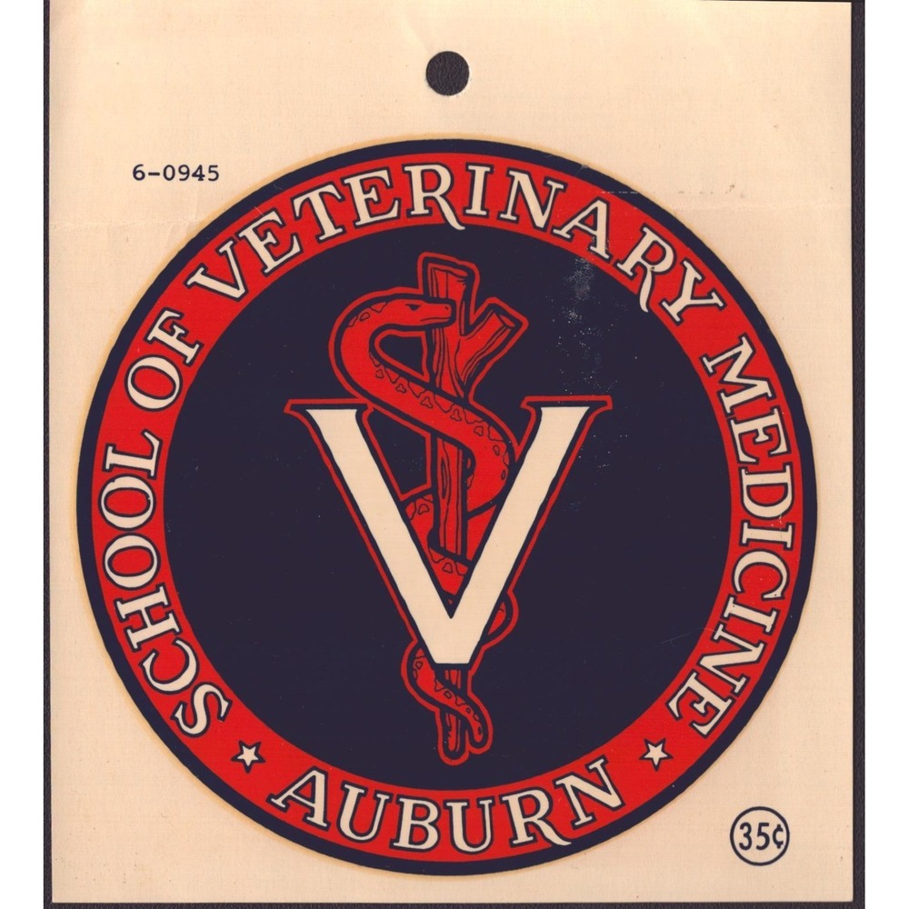 Vintage Auburn School of Veterinary Medicine Window Decal Sticker 6-0945